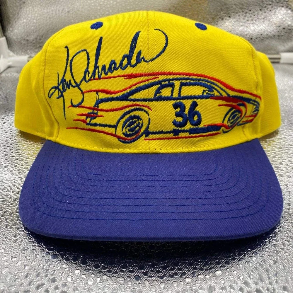 Vintage Chase Ken Schrader Nascar 36 Men OS Yellow MM Racing Team Snapback Hat